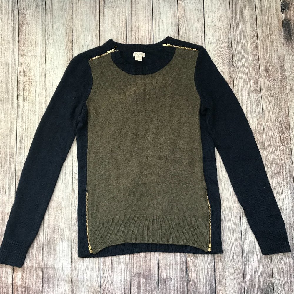 JCREW Women Crewneck Sweater Colorblock Merino XS